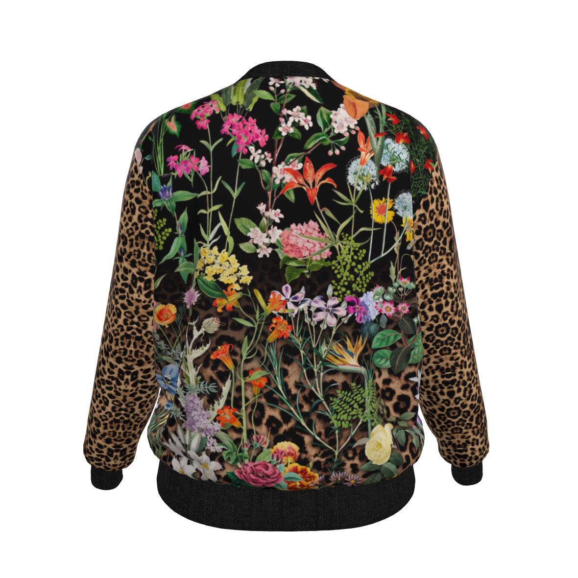 Bloom Fade Leopard Women's Satin Bomber Jacket
