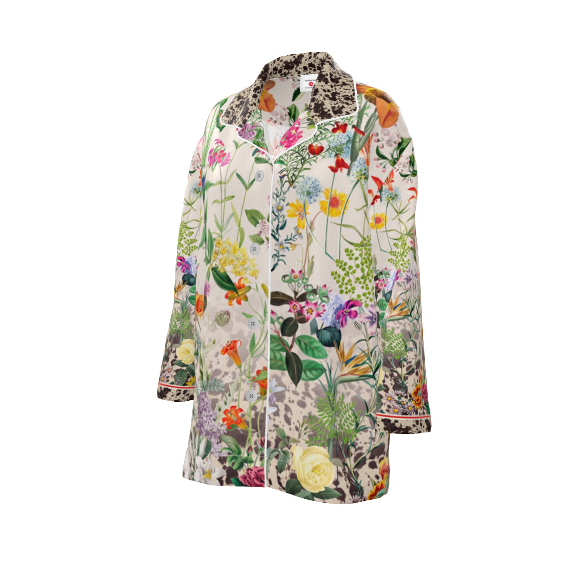 Bloom Fade Cow Print Women's Silk Pyjama Blouse