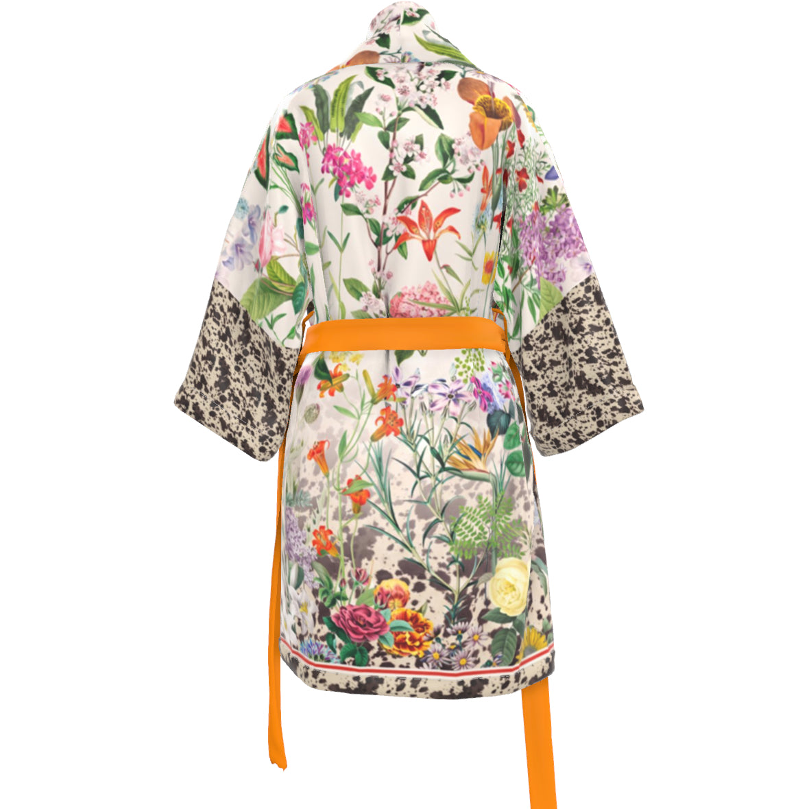 Bloom Fade Cow Print Silk Kimono