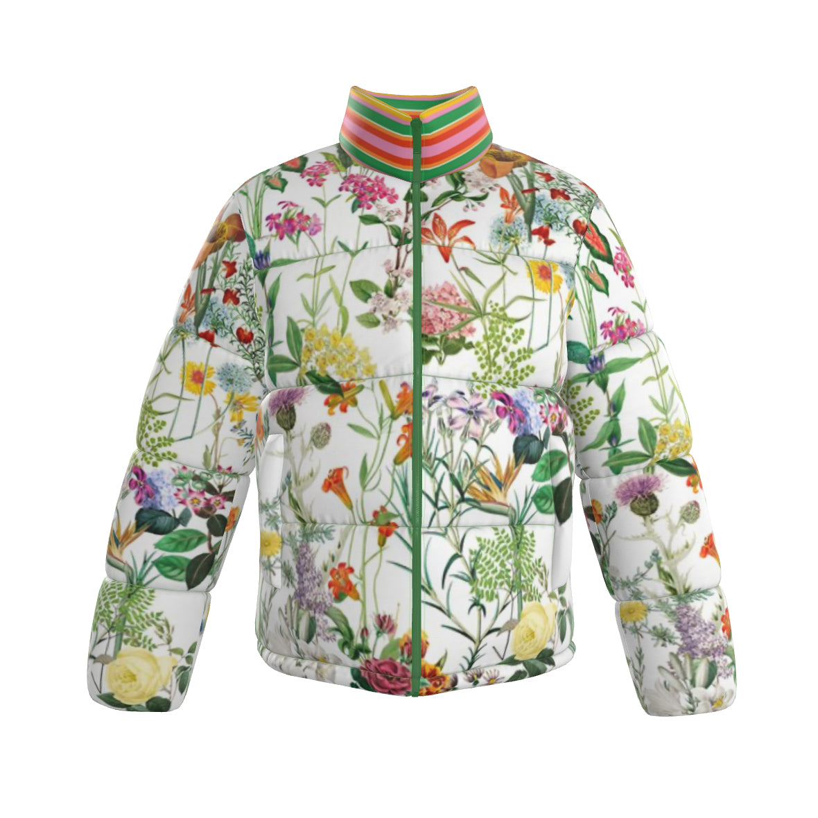 Bloom Stripe Unisex Silk Puffer Jacket