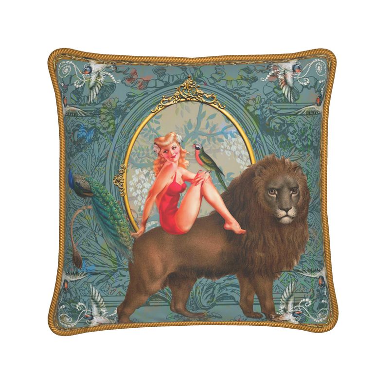 Myrtle Silk Cushion (Aqua)