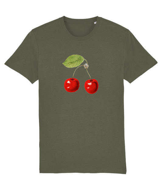 Cherry Bomb Organic Vintage-wash T-Shirt - Khaki