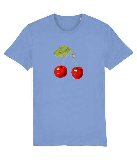 Cherry Bomb Organic Vintage-wash T-Shirt - Sky Blue