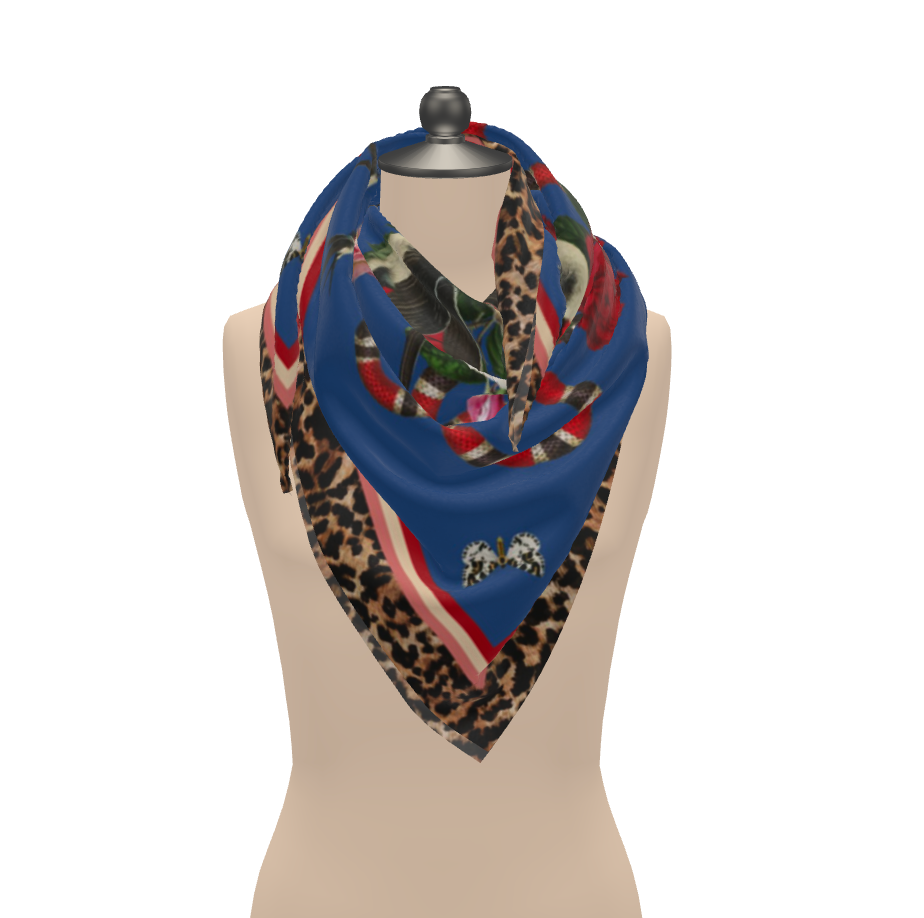 Rock 'N' Roses Georgette Silk Scarf - Admiral