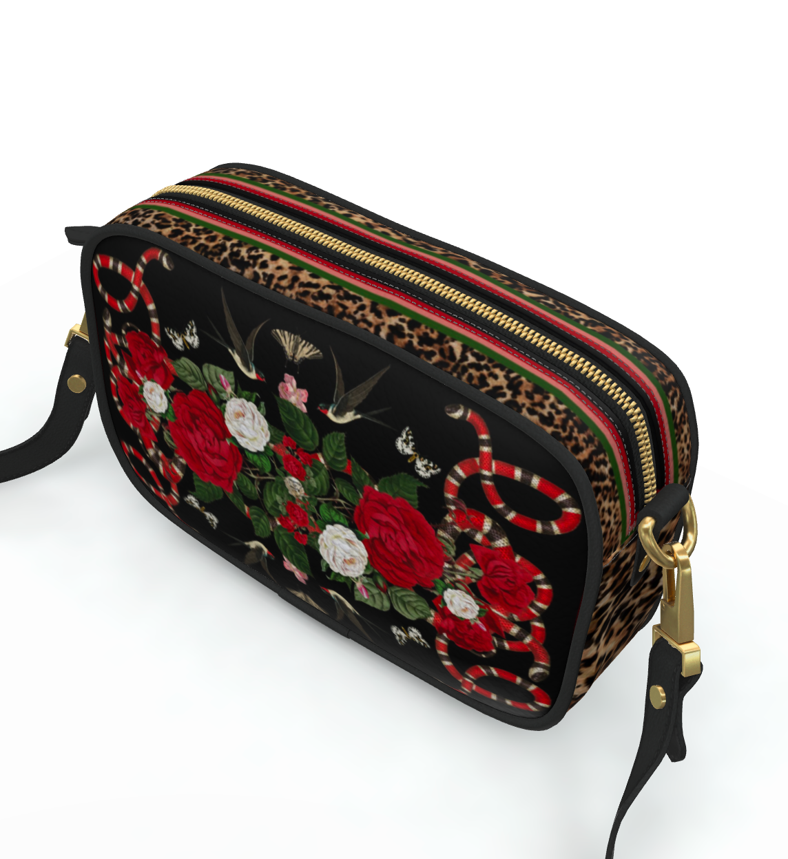 Rock 'N' Roses leather shoulder bag - Ink