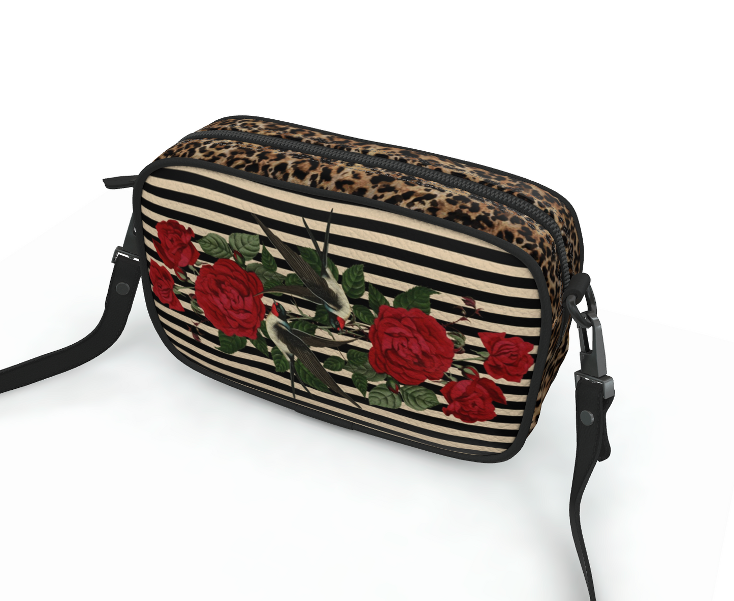 Rock 'N' Roses leather shoulder bag - Stripe