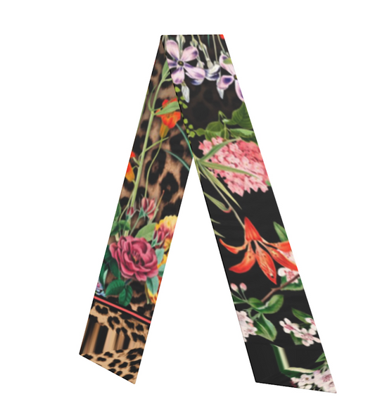 Bloom Fade Leopard Silk Hair Scarf