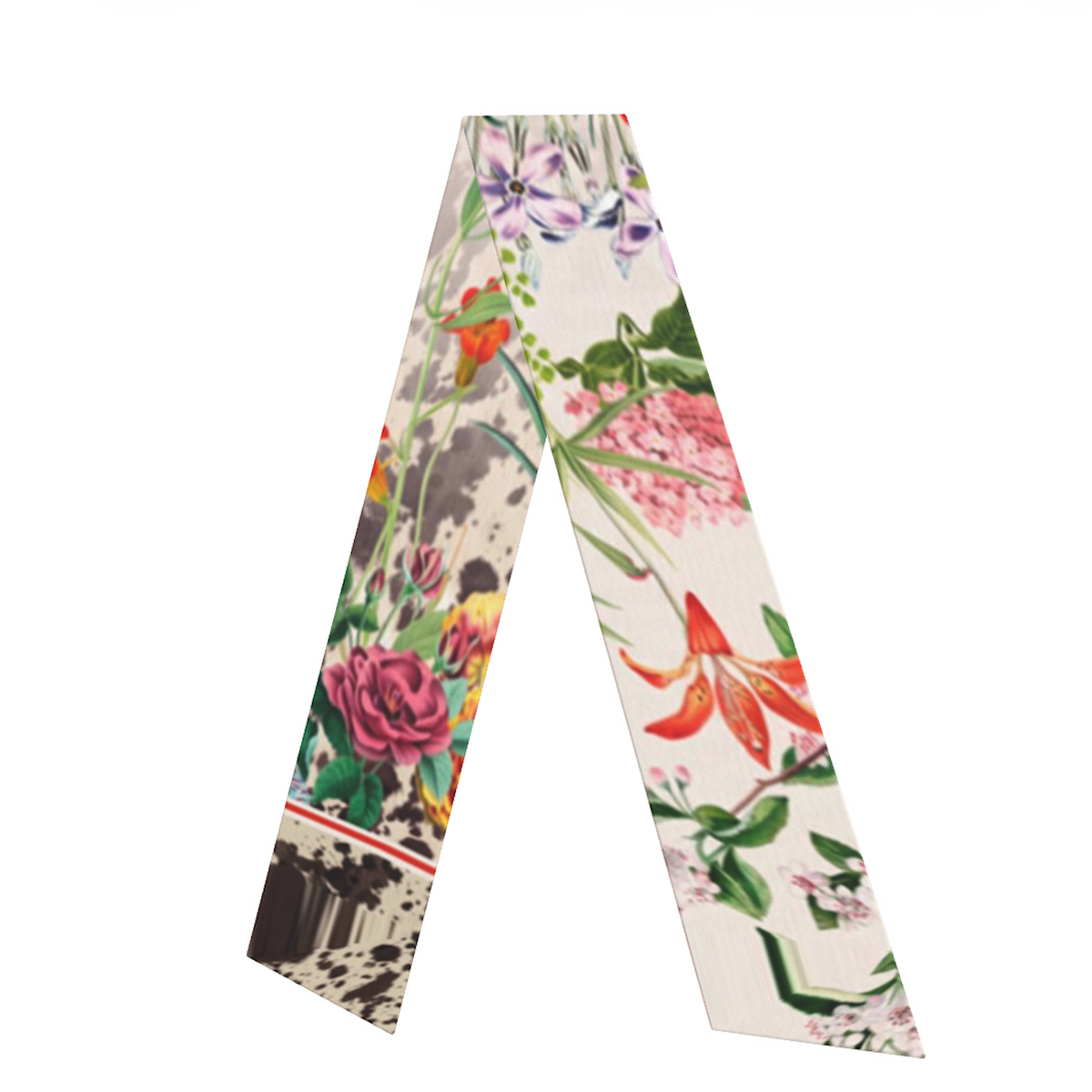 Bloom Fade Cow Print Silk Hair Scarf