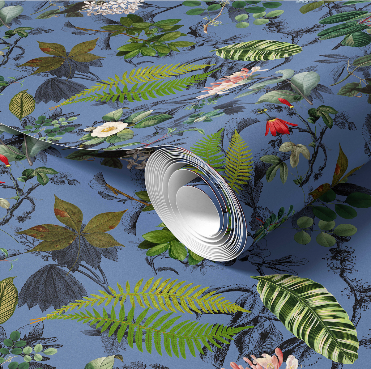 Apothecary Periwinkle Wallpaper
