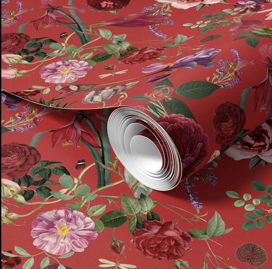 Antique Bloom Poppy Wallpaper