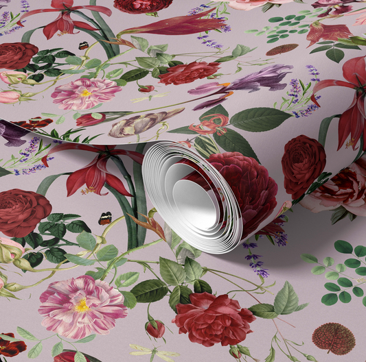 Vintage Bloom Mauve Wallpaper