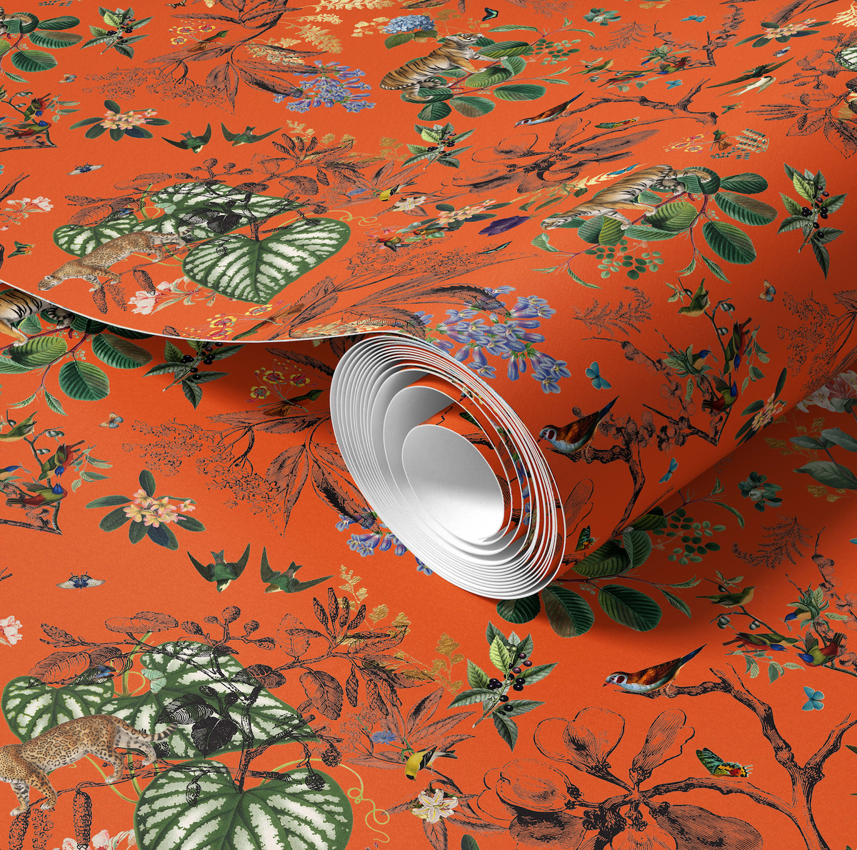 Wild Garden Burnt Orange Wallpaper
