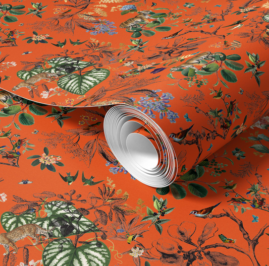 Wild Garden Burnt Orange Wallpaper