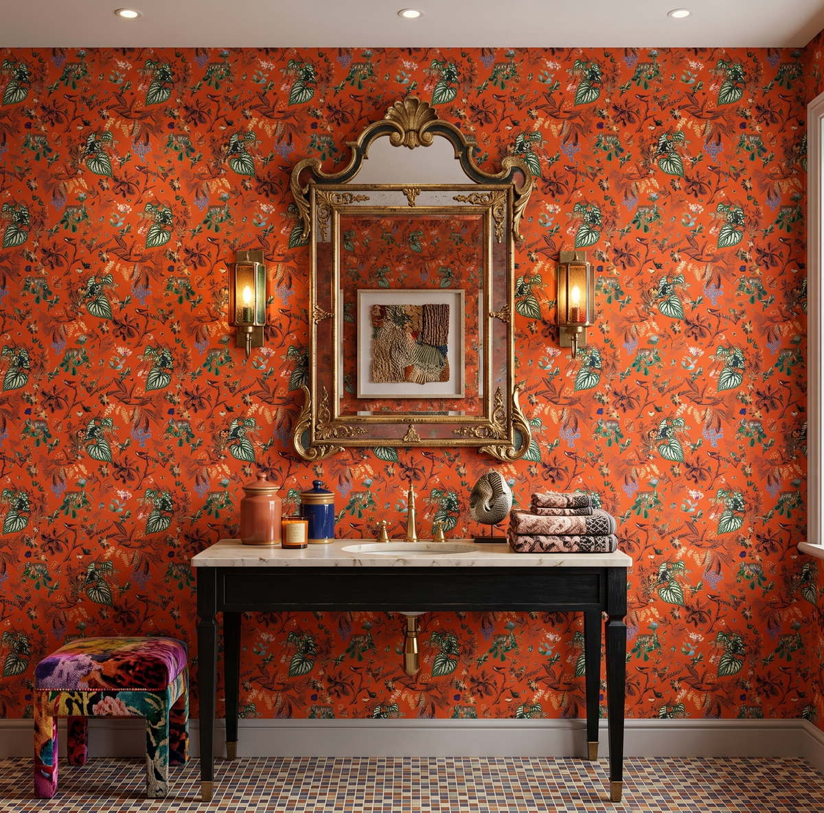 Wild Garden Burnt Orange Wallpaper
