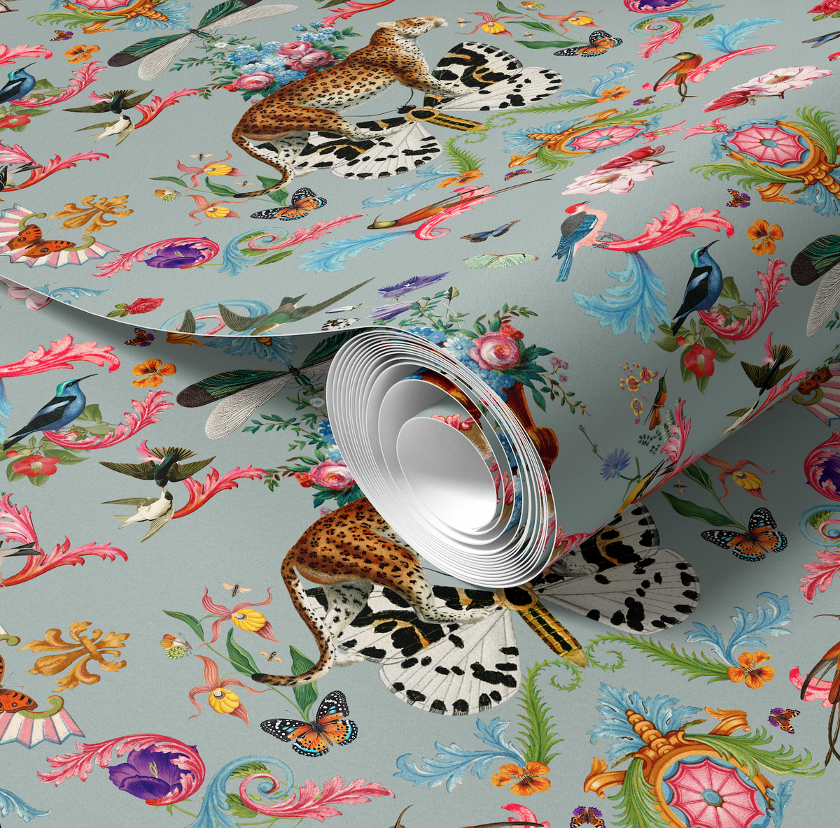 Menagerie Duck Egg Wallpaper