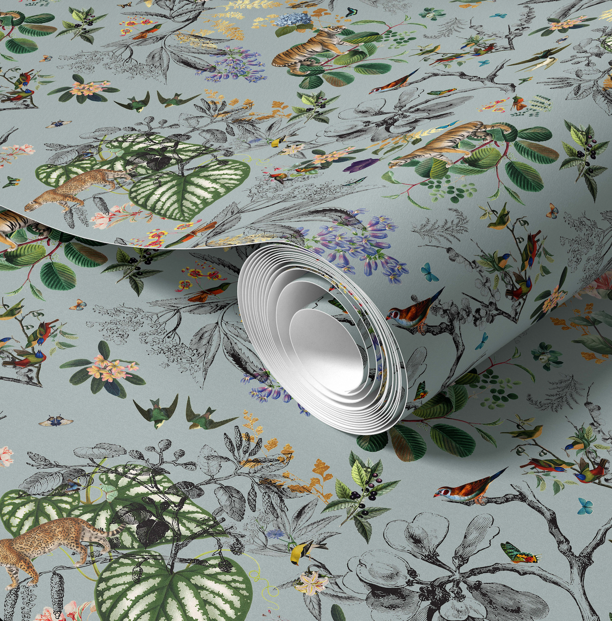 Wild Garden Duck Egg Wallpaper