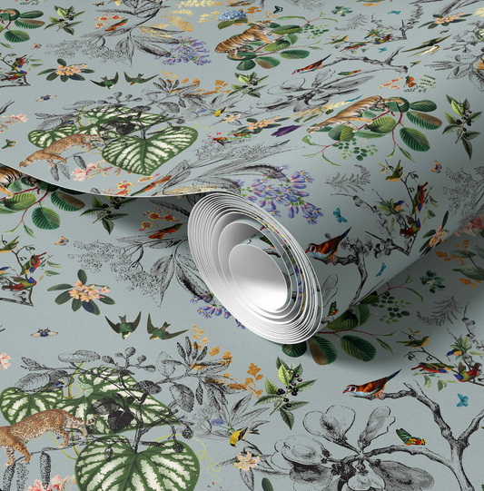 Wild Garden Duck Egg Wallpaper