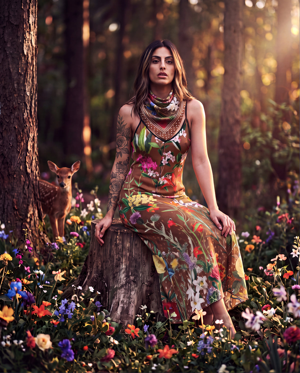 Bloom Fade Fawn Slip Dress