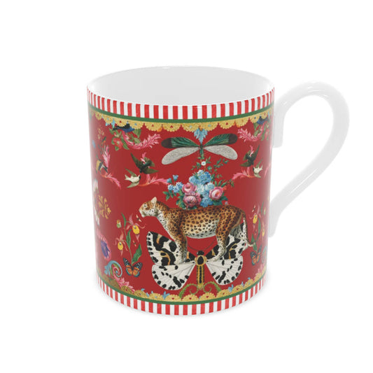 Menagerie Pack of 6 Bone China Mugs- Red Berry