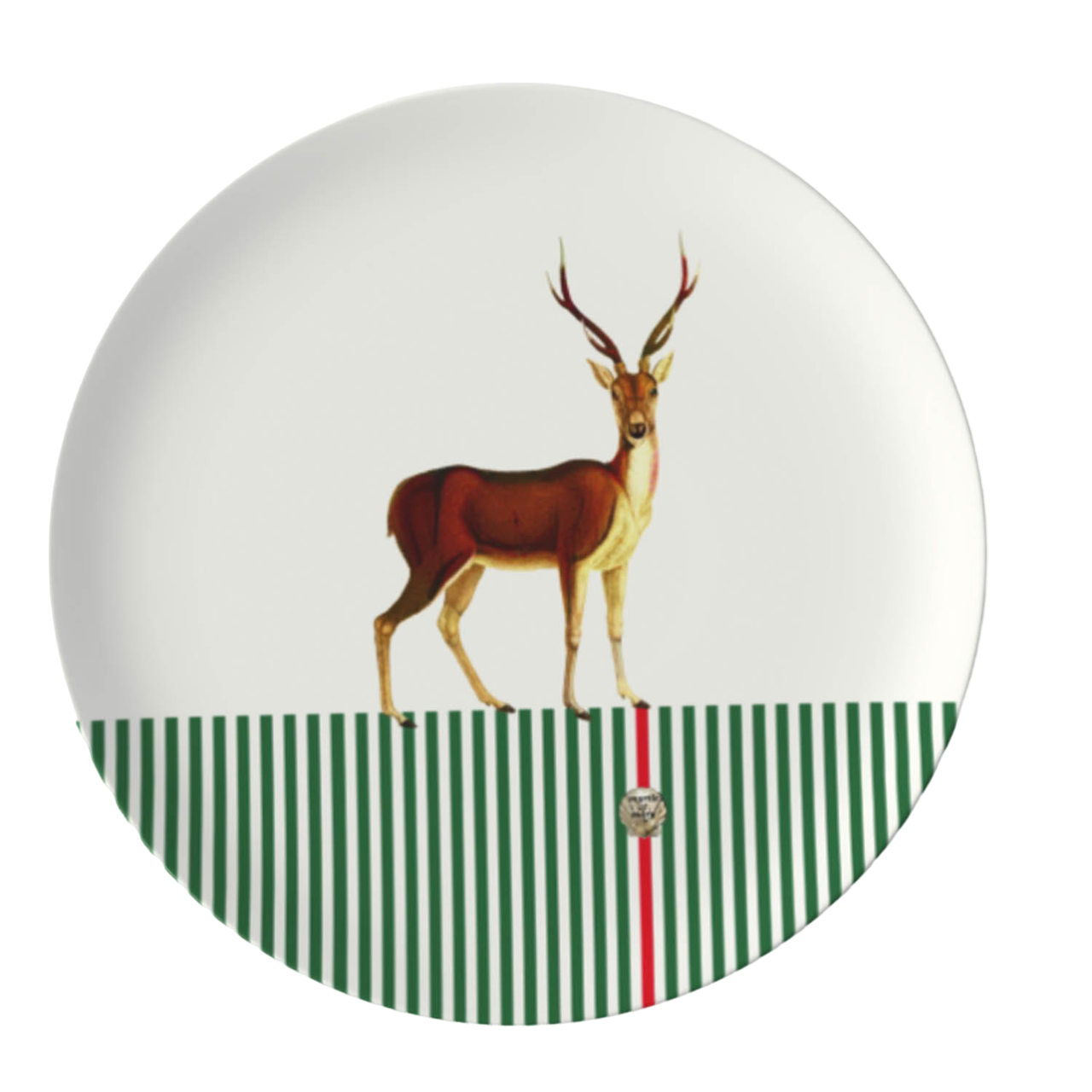 Candy Cane Deer China plate - Green