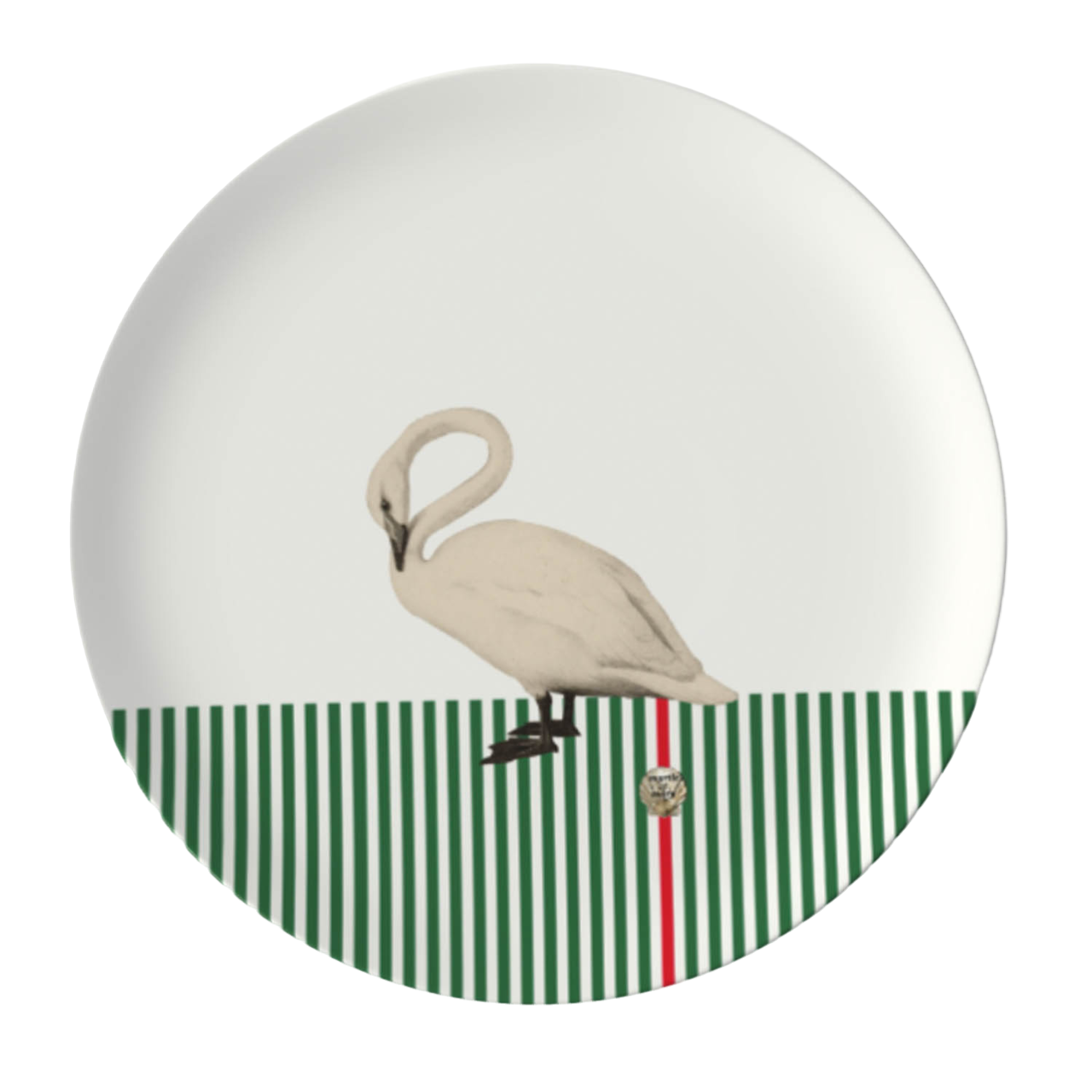 Candy Cane Goose China plate - Green