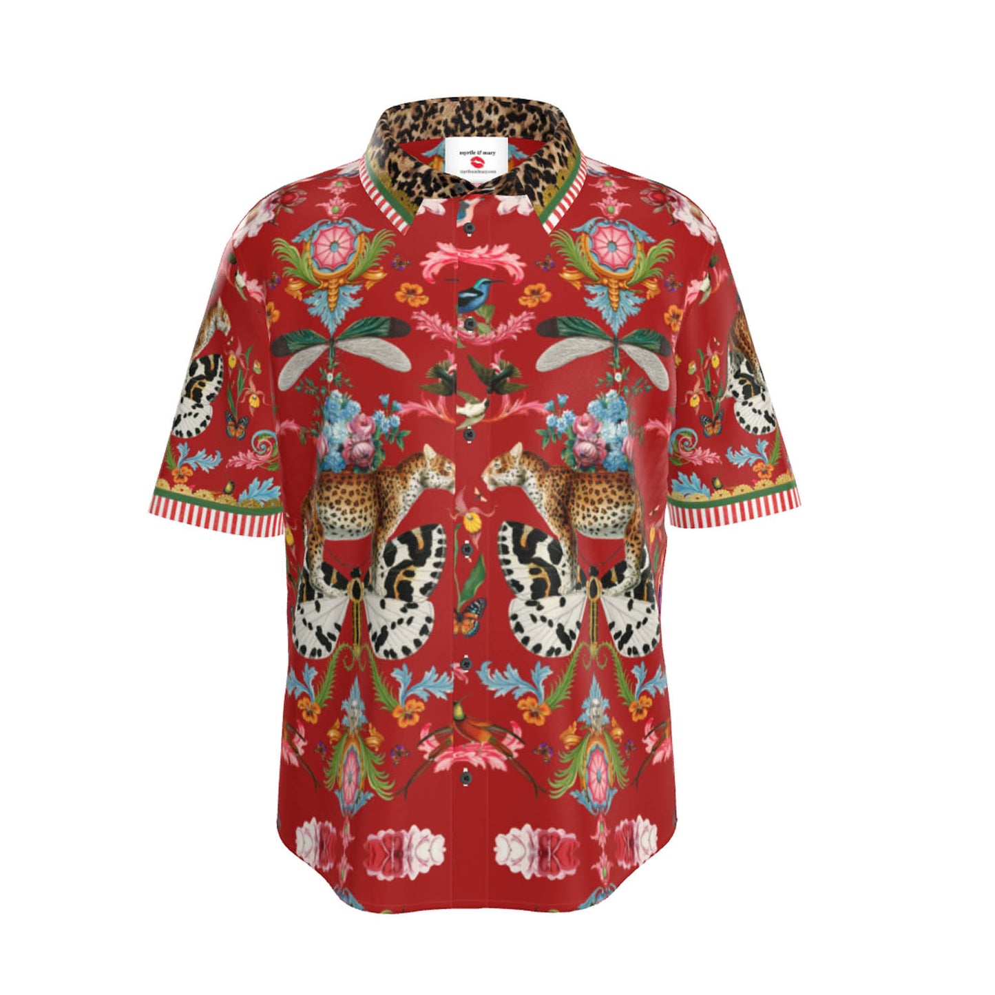 Menagerie Unisex 100% Silk Shirt - Red Berry