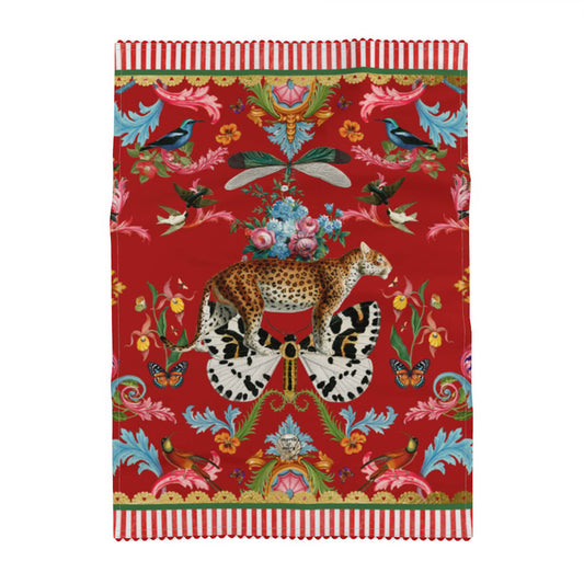 Menagerie fabric Tea towel- Red Berry