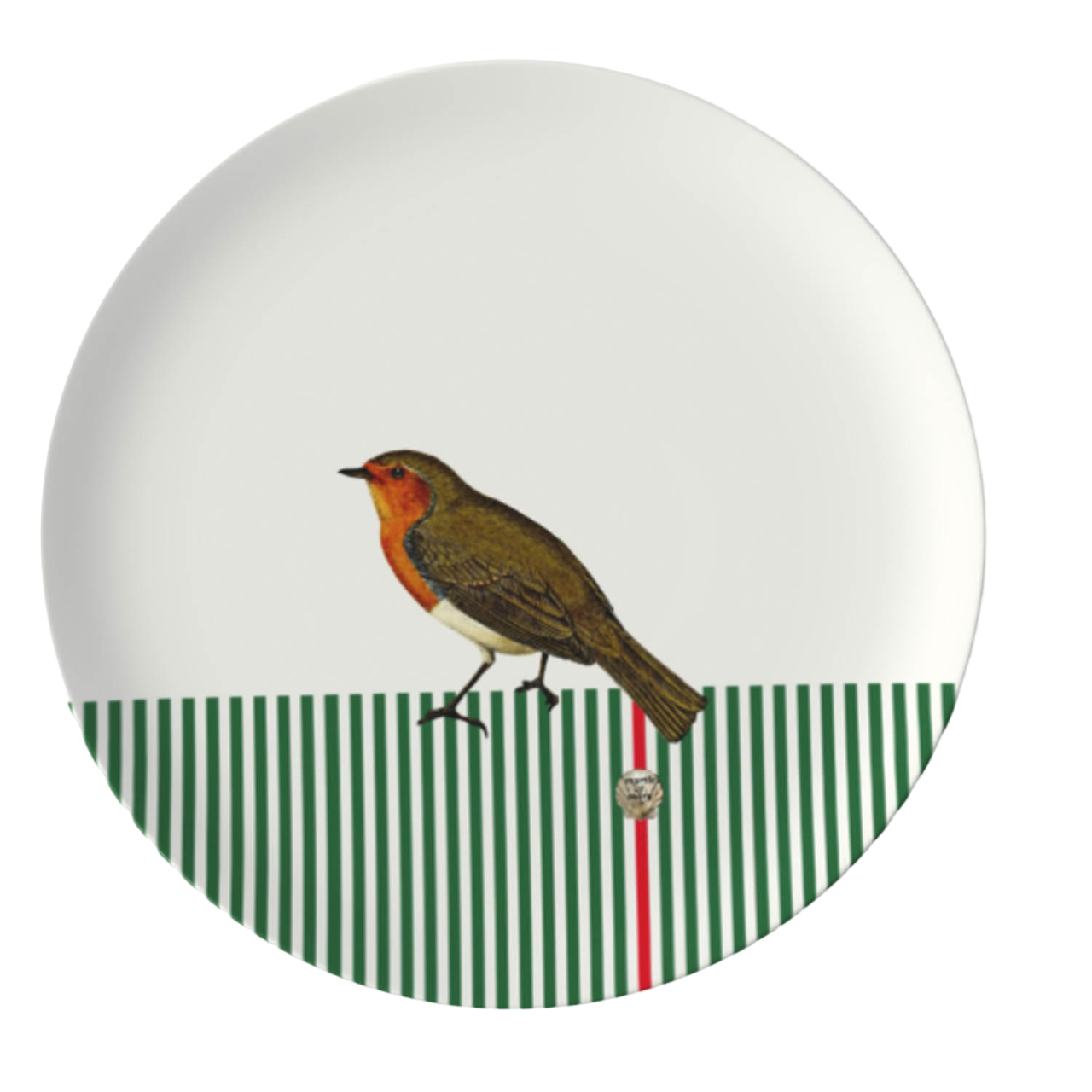 Candy cane Robin China plate -  Green