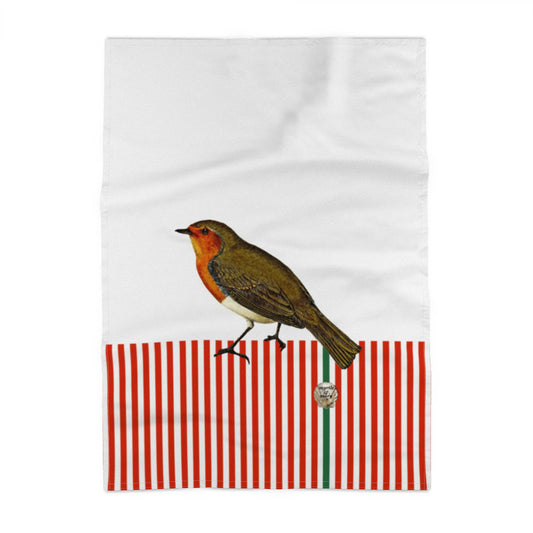 Candy Cane Robin Tea towel- Red