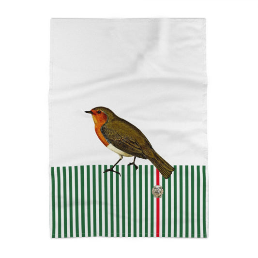 Candy Cane Robin Tea towel - Green