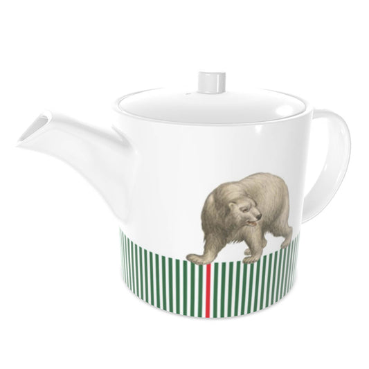 Candy Cane Polar Bear - Bone China Teapot