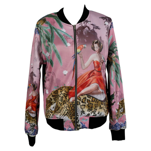 A luxury softshell bomber jacket in a maximalist vintage pink design called - Mary Pink