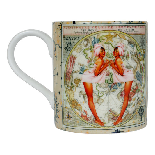 Luxury bone china coffee mug in a maximalist design, Capricorn zodiac print 