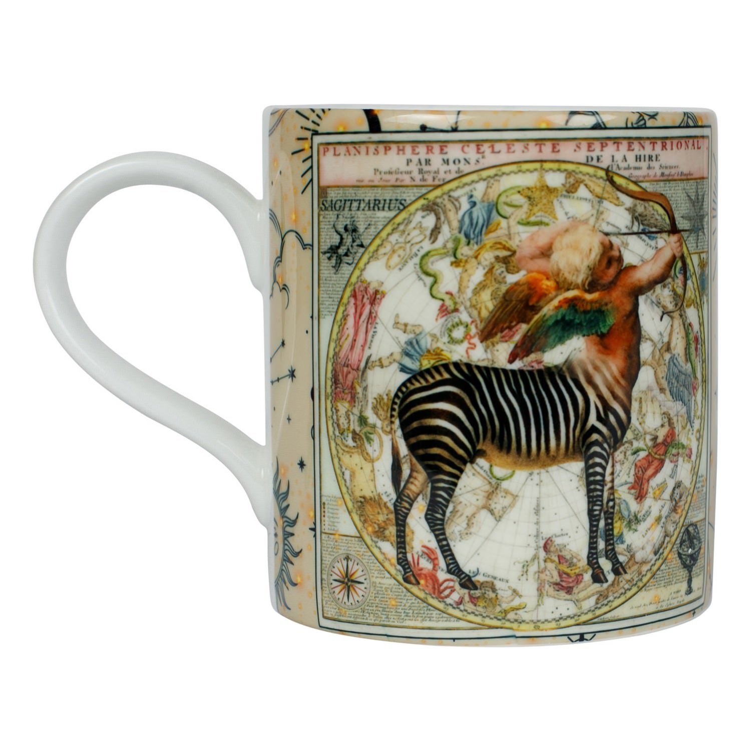 Luxury bone china coffee mug in a maximalist design, Sagittarius zodiac print 