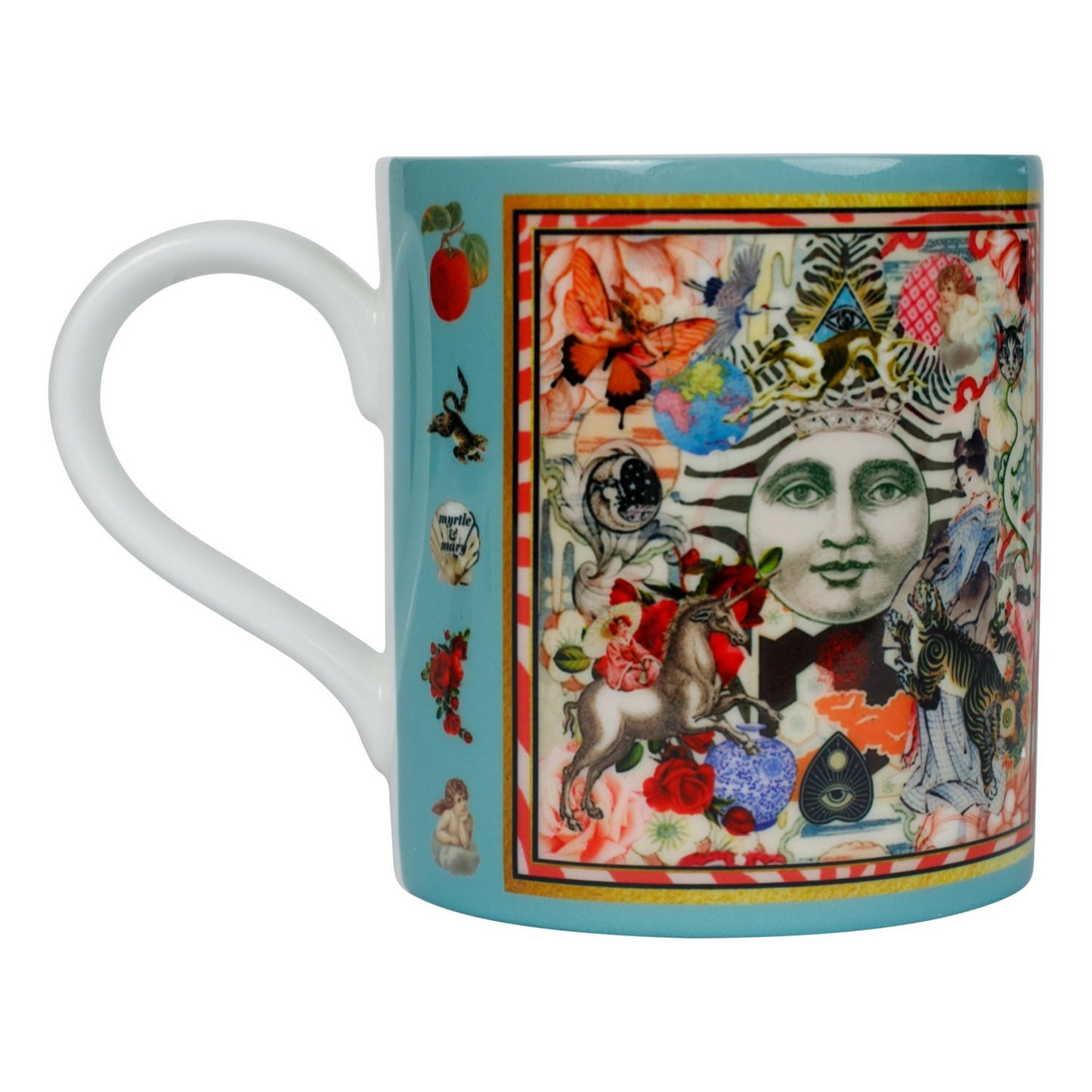 Luxury bone china mug in a maximalist fairytale design called - Davinia