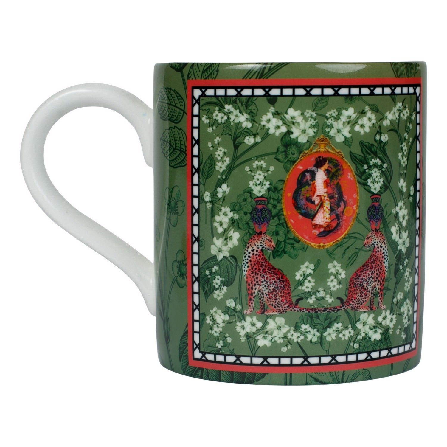 Luxury bone china mug in a maximalist oriental inspired design called - Mishcka Spring