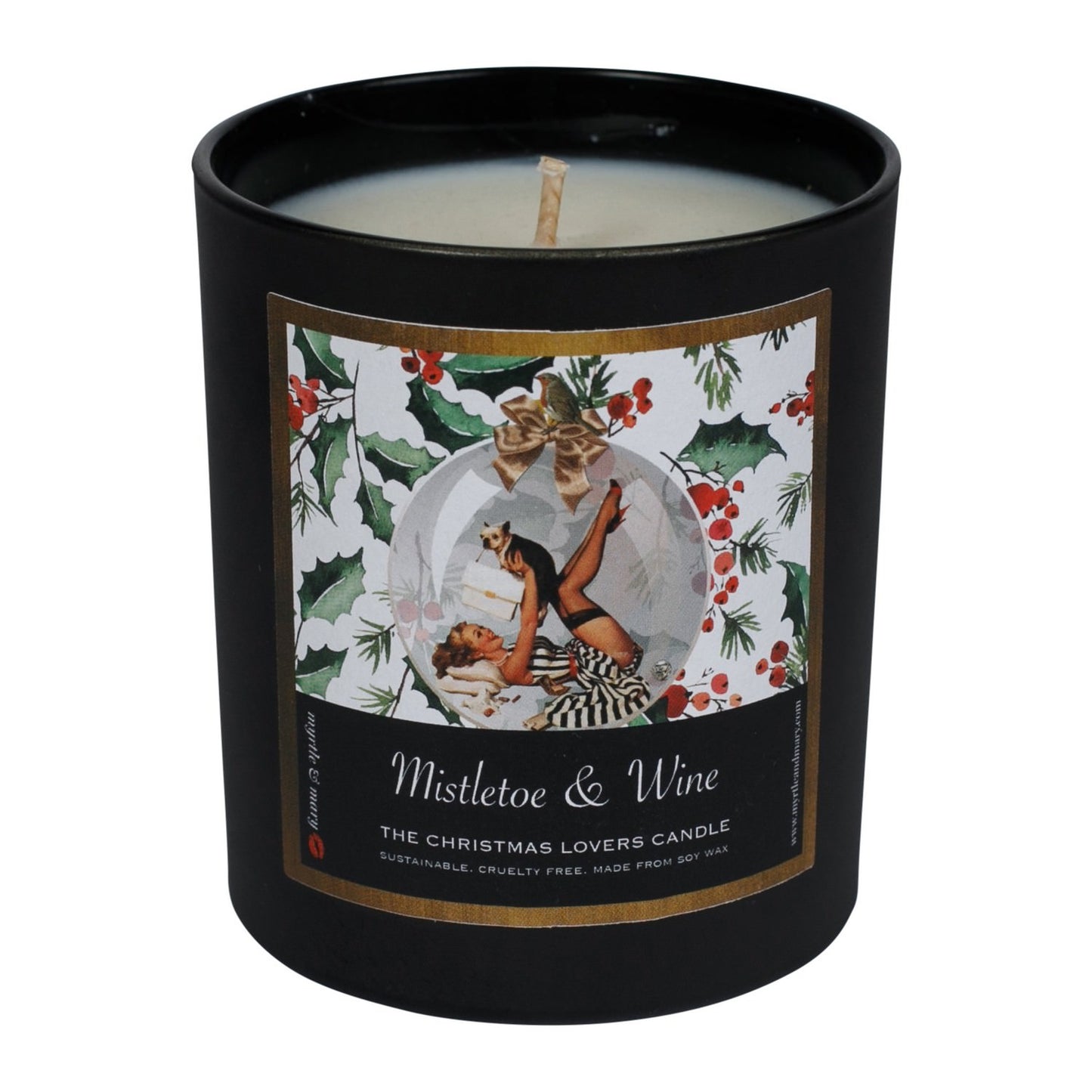 Holly Christmas Candle Mistletoe and Wine