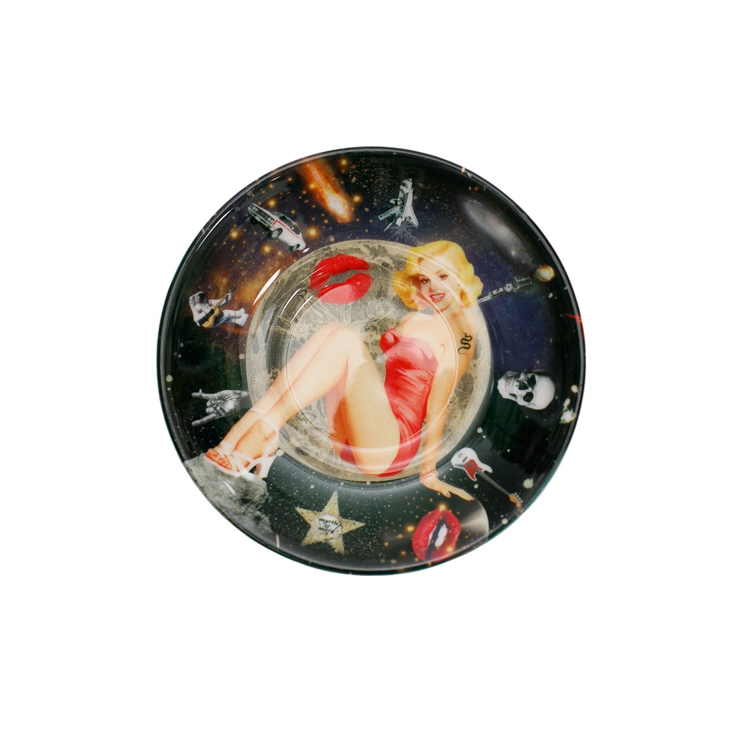 Luxury bone china saucer in a maximalist vintage pin-up rockstar design called - GiGi