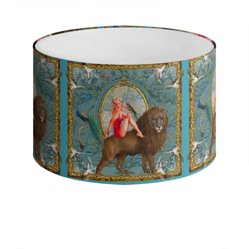 Myrtle Drum Lampshade Aqua