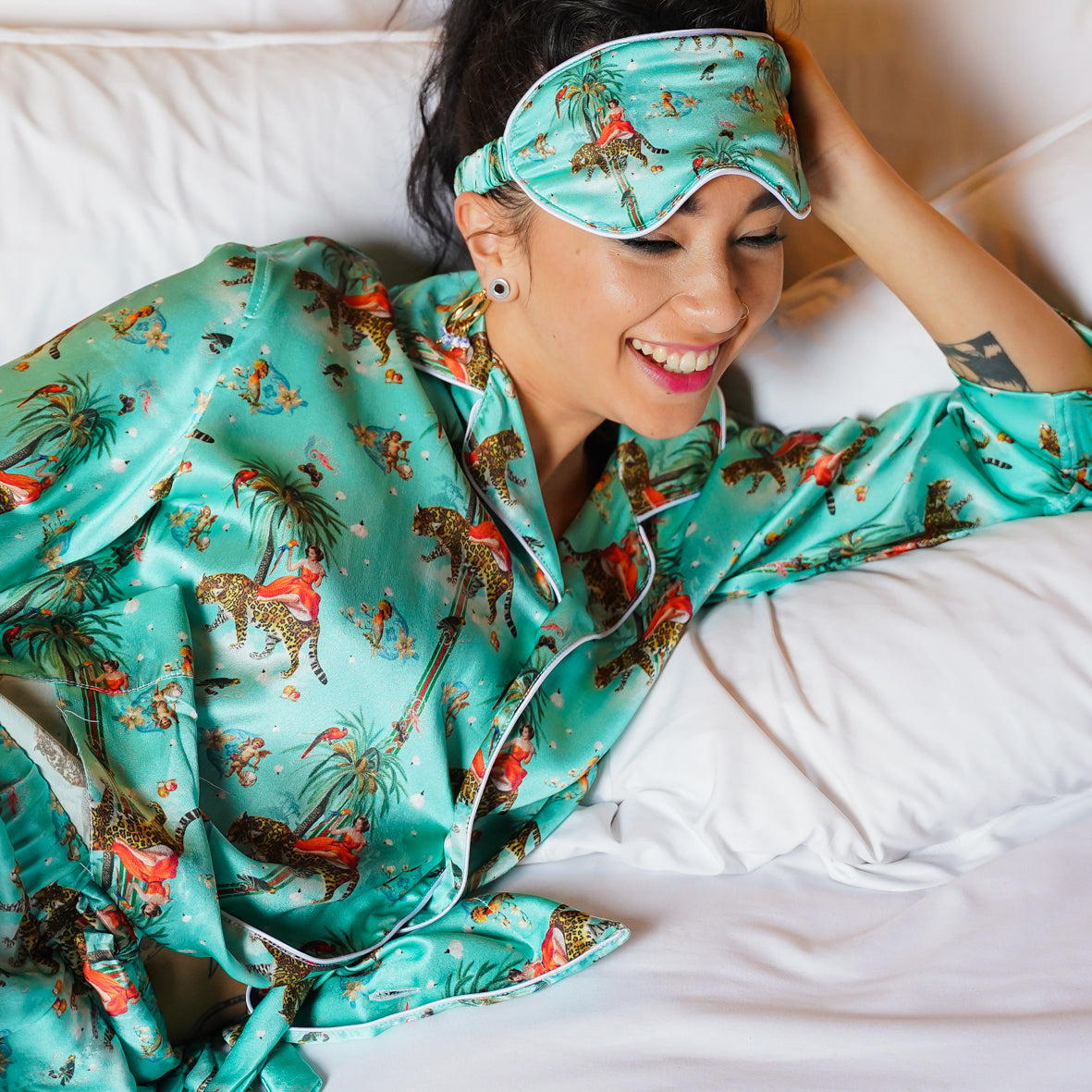 Garden of Eden Breakfast at Tiffany's Silk Pyjama Blouse