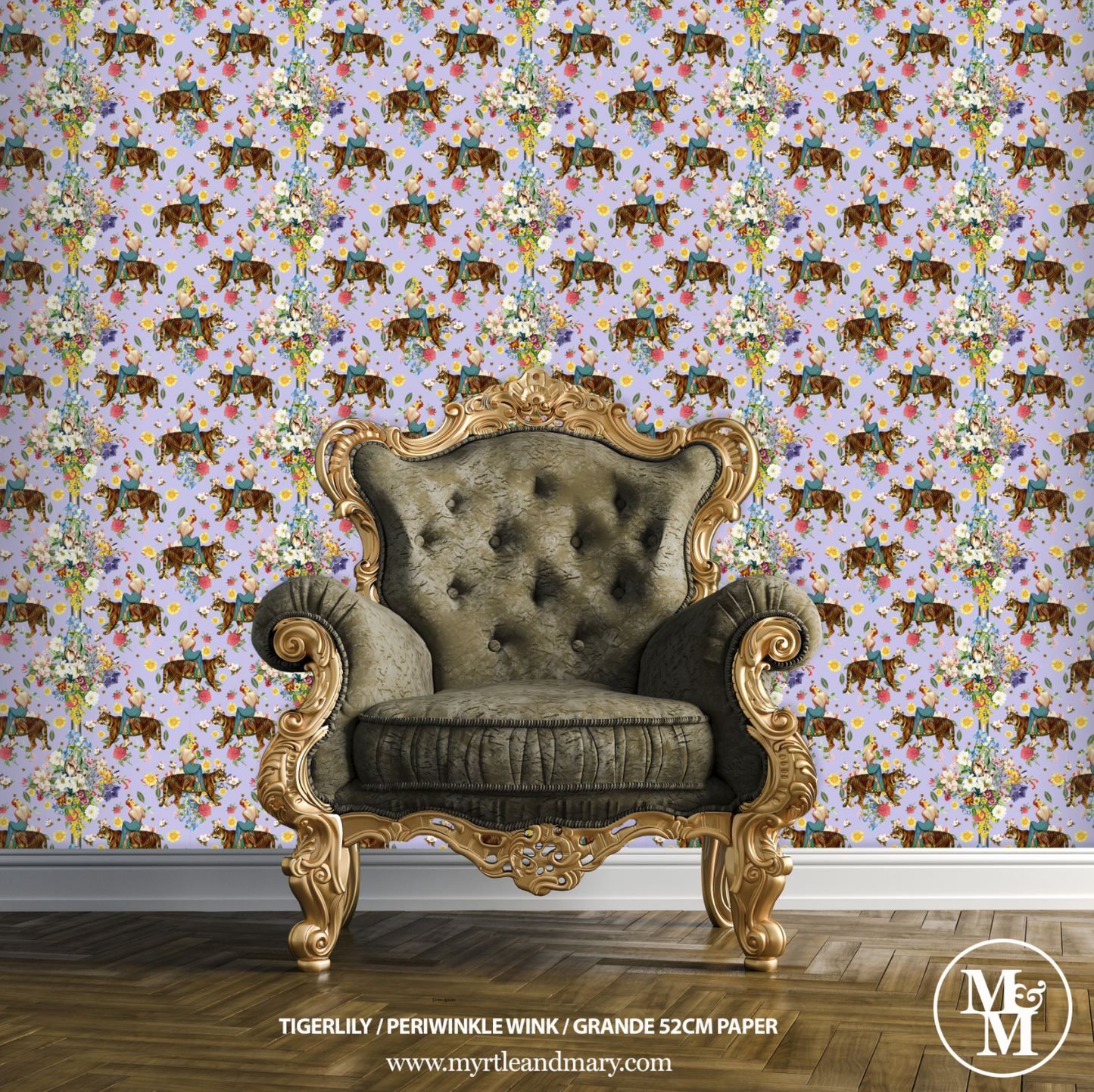 Tigerlily Grande Wallpaper 52cm Periwinkle Wink