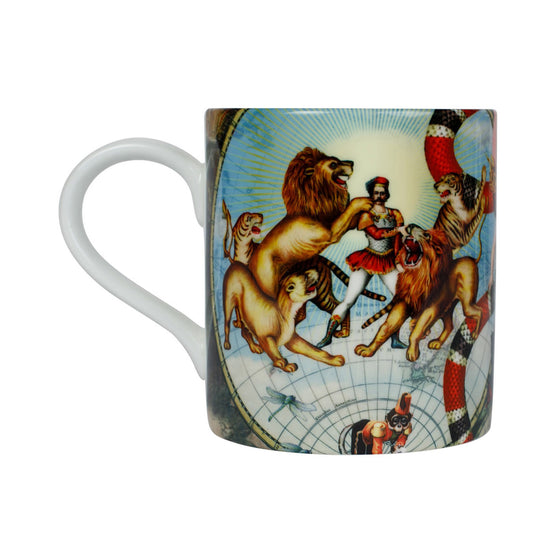 Luxury bone china coffee cup in a maximalist circus design called - Le Cirque Du Monde