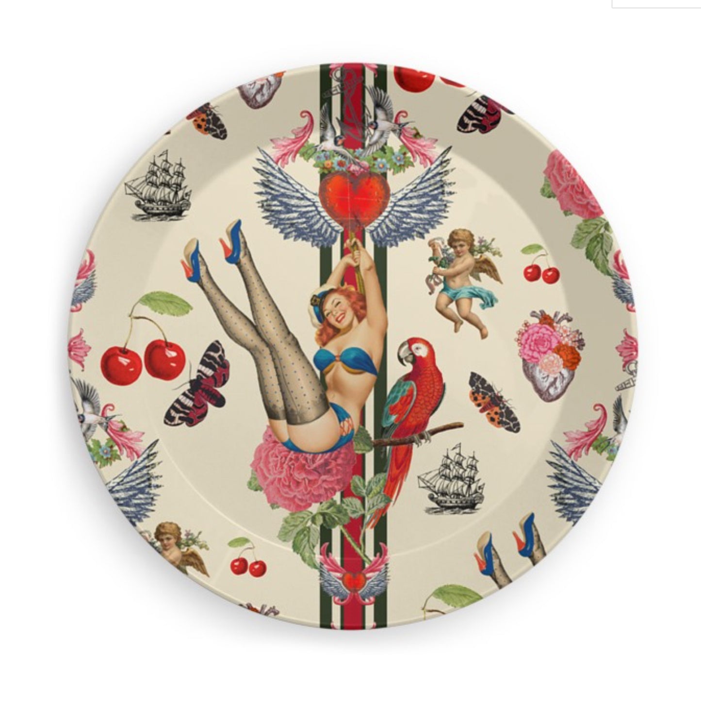 FiFi Cherry Love Bomb Party Plates Creme Brulee- Set of Four