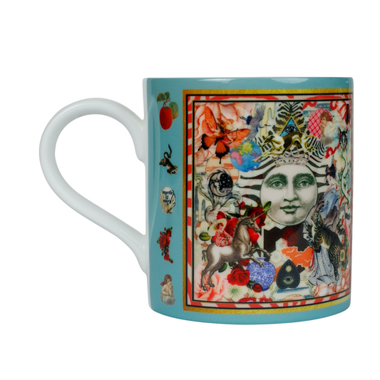 Luxury bone china coffee cup in a maximalist fairytale design called - Davinia