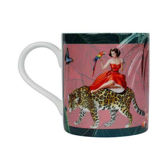 Luxury bone china coffee cup in a maximalist pink design called - Mary Pink
