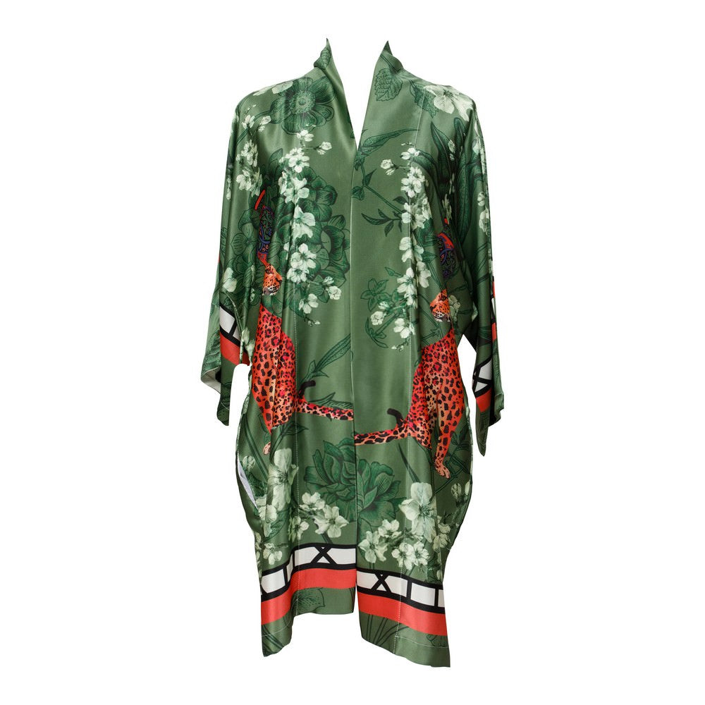 A luxury 100% silk Kimono in a maximalist oriental inspired design called - Mishcka Spring