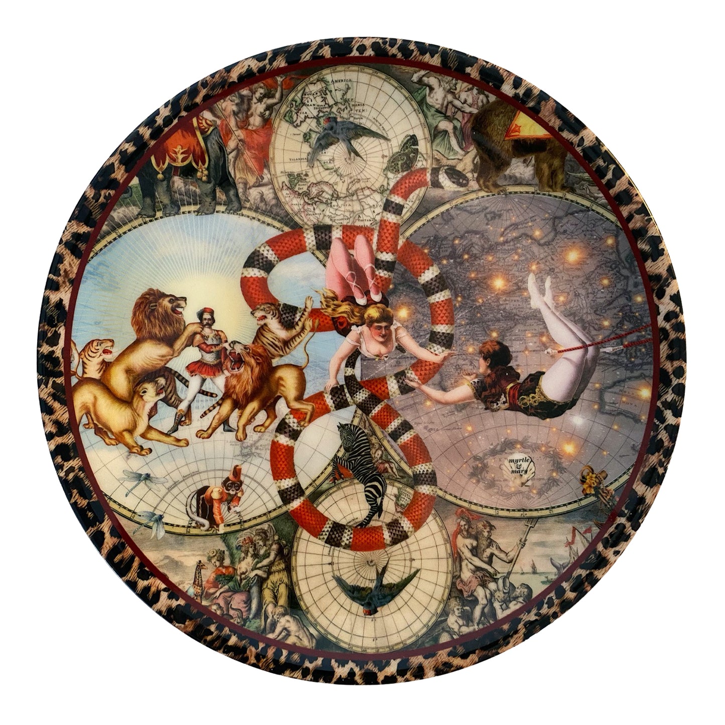 Le Cirque Du Monde (with leopard trim) bone china plate